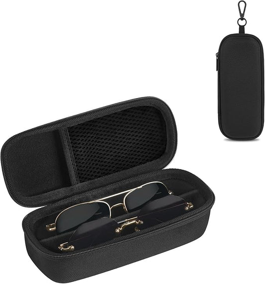 Mkono Travel Sunglasses Organizer Glasses Case Multiple Pairs with Adjustable Slots Eyeglasses Case Storage Box for Men (2 Slots, Black)