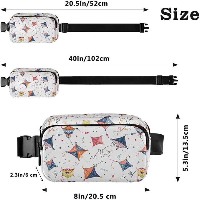 Colorful Kites Fanny Pack for Women Men Water Resistant Fashion Waist Packs with Adjustable Strap Belt Bag for Travel Workout Jogging Hiking 21219018