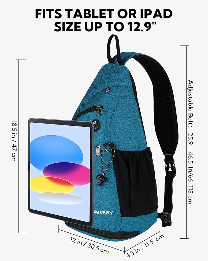 WATERFLY Sling Bag Sling Backpack Small Crossbody Shoulder Bag for Men Women Traveling Cycling Hiking Daypack