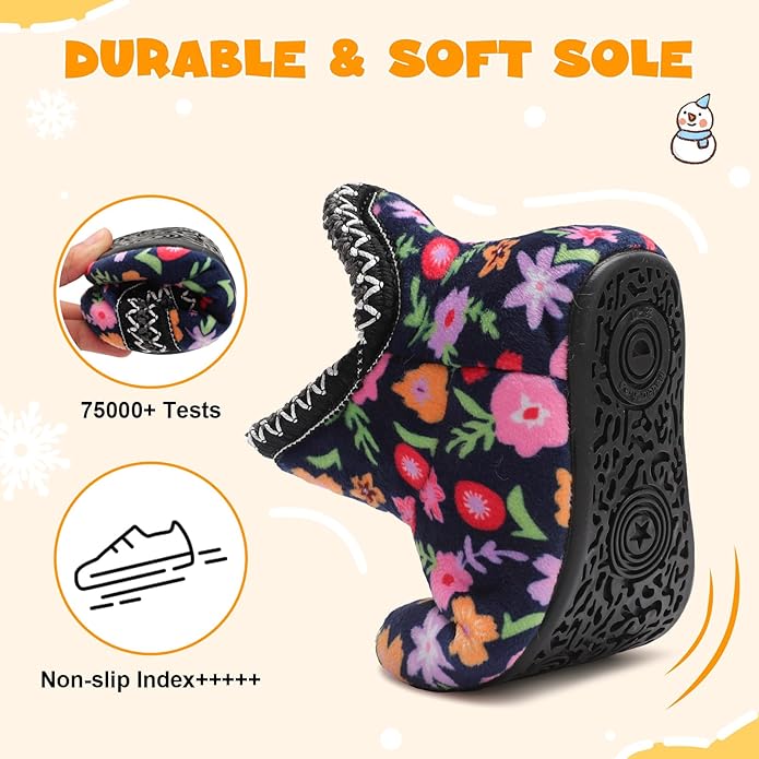 LeIsfIt Toddler Slippers Boys Girls Cozy Warm House Shoes Kids Non-slip Winter Slipper Booties Slip on Plush Lining Sock Slippers