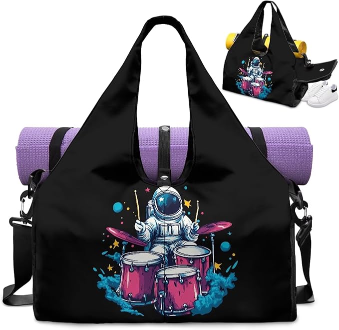 Mens Gym Bags with Yoga Mat Holder Strap, Gym Duffle Bag with Shoes Compartment, Wet Pocket, Gym Backpack Carring Workout Stuff Accessories