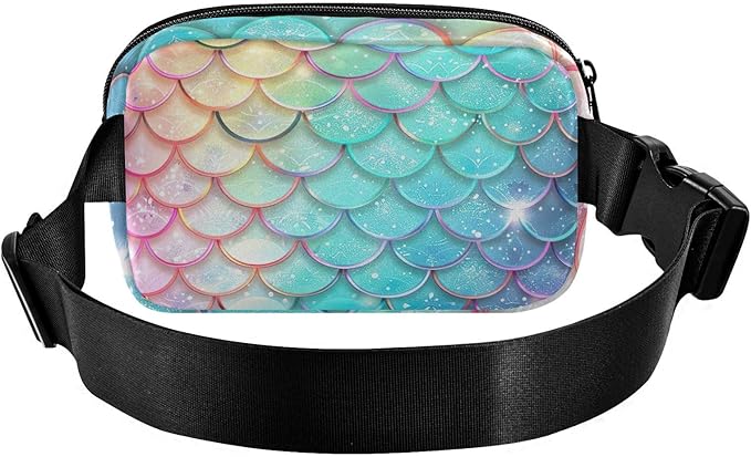 Gradient Mermaid Scales Fanny Pack for Women Men Water Resistant Fashion Waist Packs with Adjustable Strap Belt Bag for Travel Workout Jogging Hiking 21219414