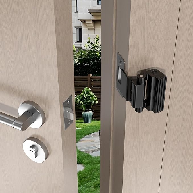 Adjustable Heavy Duty Zinc Alloy Portable Door Lock,Security Device for Enhanced Safety,for Home,Hotels,Travel,Apartments Prevents Unauthorized Entry,No Drill (1, Black)