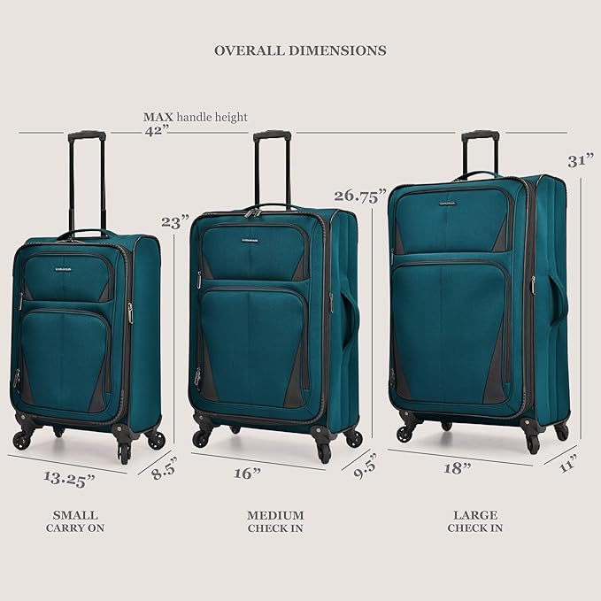 U.S. Traveler Aviron Bay Expandable Softside Luggage with Spinner Wheels, Navy, 2-Piece Set