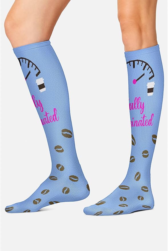 Cherokee Women's 10-15mmHg Compression Socks – Fun Print Knee Highs with Light Support, Soft Feel - PRINTSUPPORT