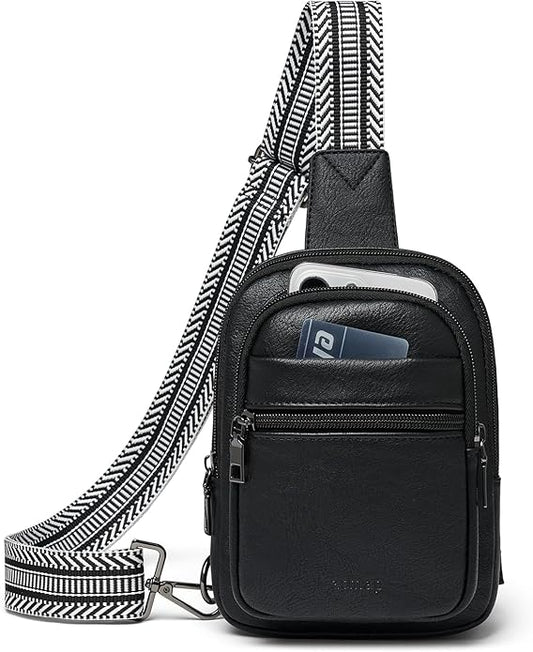 Sling Bag For Women Faux Leather Small Casual Daypack Backpack Fanny Pack Crossbody Chest Bags Purse