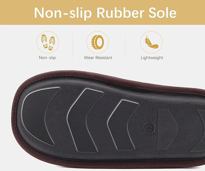 ONCAI Men's House Slippers Memory Foam Slip-On Warm Cozy Scuff Home Bedroom Shoes with Indoor/Outdoor Rubber Soles US Size 7-15