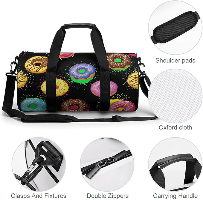 Gym Sports Travel Workout Bag Splash Doughnut Donut Dance Yoga Gymnastics Bag Basketball Football Weekender Bags for Men Women