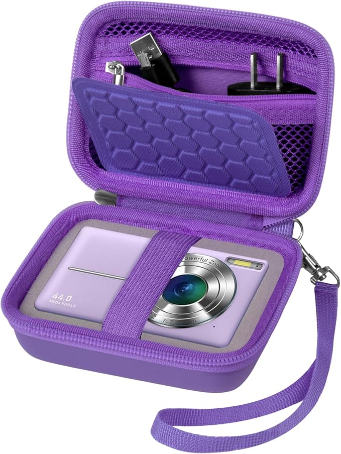 Comecase Carrying & Protective Case for Digital Camera, for CAMKORY/for Kodak Pixpro/for Canon PowerShot ELPH 180/190 / for Sony DSCW800 DSCW830 Cameras for Travel - Dark Purple