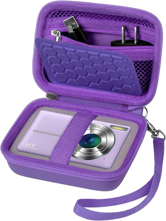 Comecase Carrying & Protective Case for Digital Camera, for CAMKORY/for Kodak Pixpro/for Canon PowerShot ELPH 180/190 / for Sony DSCW800 DSCW830 Cameras for Travel - Dark Purple