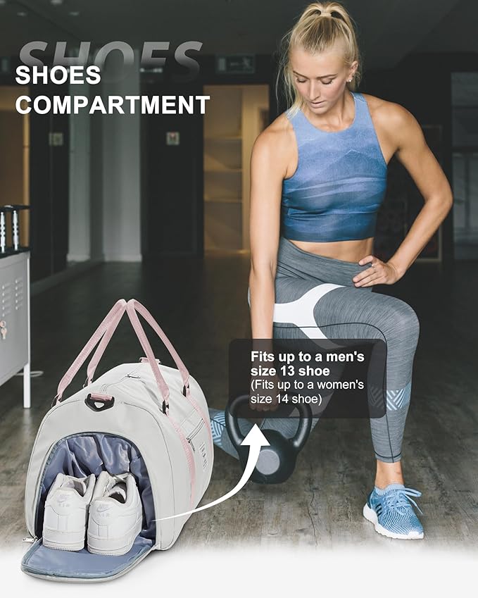 Gym Bag Womens Mens with Shoes Compartment and Wet Pocket Travel Duffel Bag for Women for Plane Sport Gym Tote Bags Swimming Yoga Waterproof Weekend Overnight Carry on Bag Hospital Holdalls