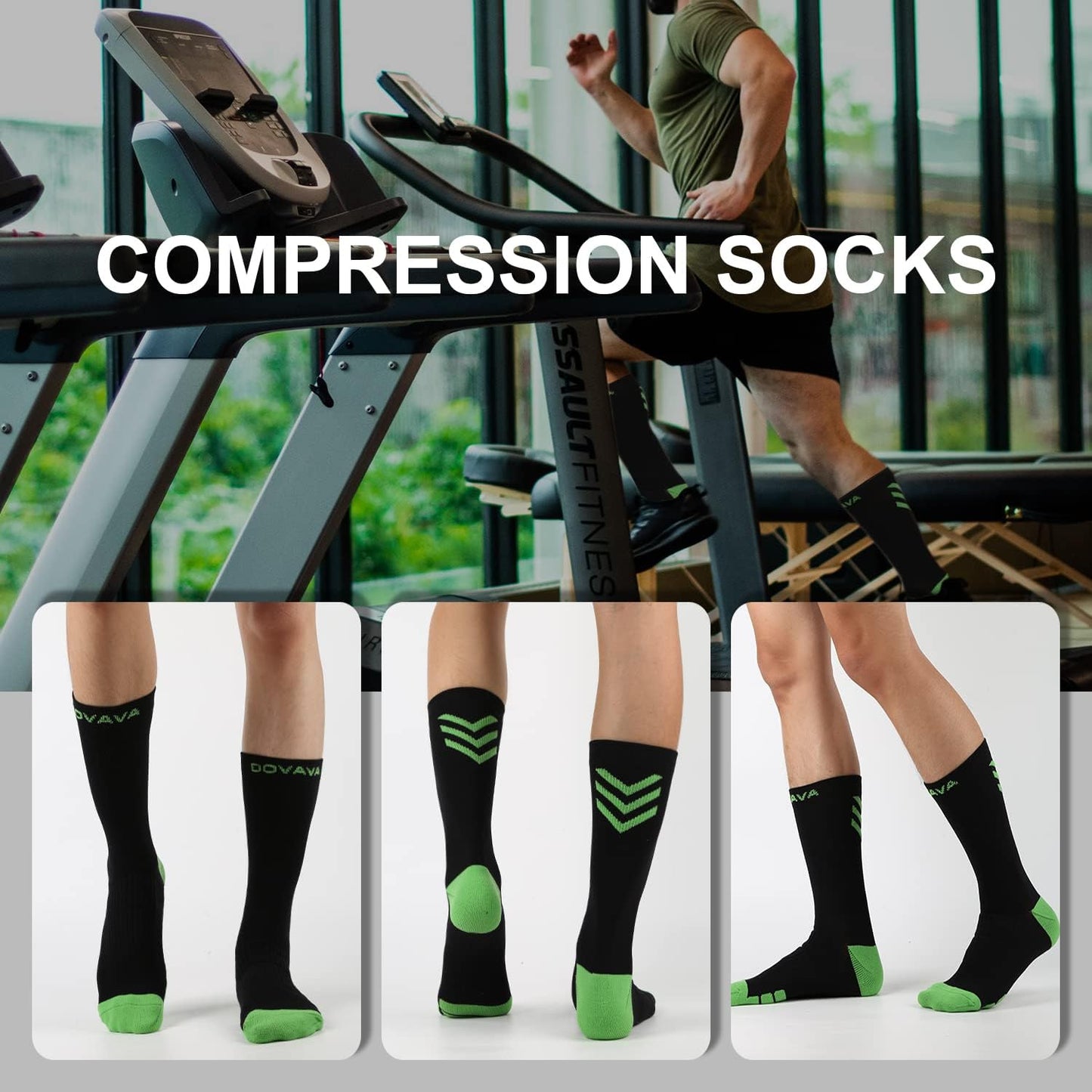 DOVAVA Dri-tech Compression Crew Socks (4/6 Pairs), Comfort Boost Circulation