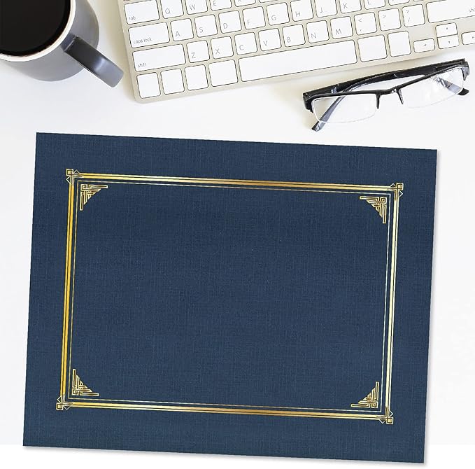 Geographics Classic Linen Certificate/Document Covers, 12.5” x 9.75”, Blue Navy (6 Pack)