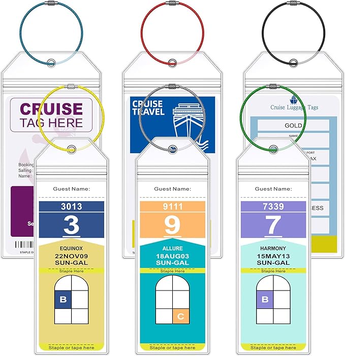 6 Pack Clear Cruise Luggage Tags for Royal Caribbean and Celebrity, Carnival, MSC, Costa, NCL & Princess Cruise Ships, Must-Have Cruise Travel Essentials for 2026-2027