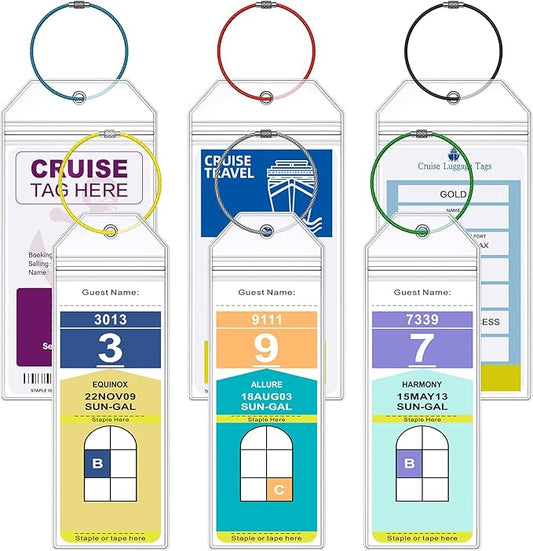 6 Pack Clear Cruise Luggage Tags for Royal Caribbean and Celebrity, Carnival, MSC, Costa, NCL & Princess Cruise Ships, Must-Have Cruise Travel Essentials for 2026-2027