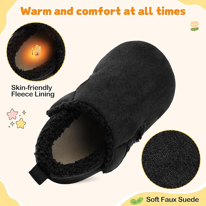 JOINFREE Toddler Slippers Boys Girls Adjustable House Shoes Barefoot Sock Shoes with Rubber Sole Baby Comfort Warm Indoor Outdoor Walking Shoe