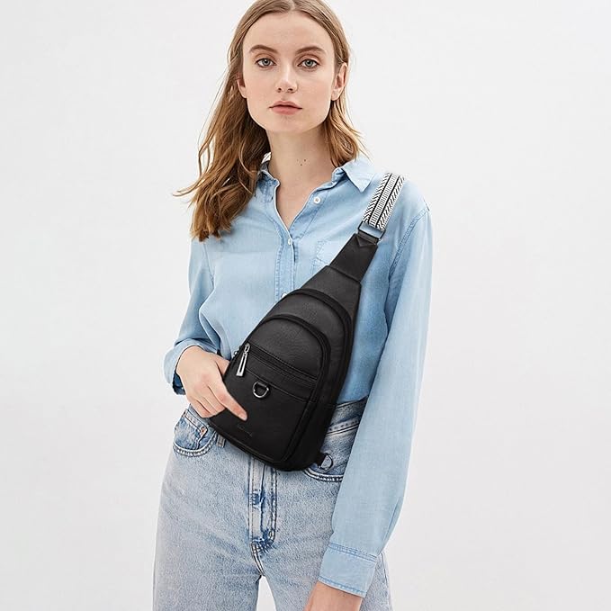 Womens Sling Bag Crossbody Bags for Women Vegan Leather Sling Backpack Daypack Fanny Pack Crossbody Purse Travel