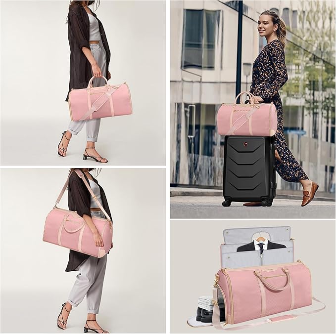 Convertible Garment Bag with Shoulder Strap, Carry on Garment Duffel Bag for Men Women,Waterproof & Wrinkle-Free Suit Carrier for Business Trips & Weekend Getaways, Foldable & Lightweight