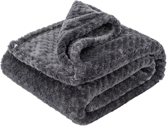 Fuzzy Blanket or Fluffy Blanket for Baby Girl or boy, Soft Warm Cozy Coral Fleece Toddler, Infant or Newborn Receiving Blanket for Crib, Stroller, Travel, Decorative (40”×60”, Dark Grey)