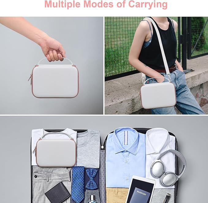 Canboc Carrying Camera Case for Sony ZV-1/ZV-1F/ZV-1 II Vlog Digital Camera & Vlogger Accessory Kit Tripod, Travel Storage Bag with Strap, Mesh Pocket fit Cable, White