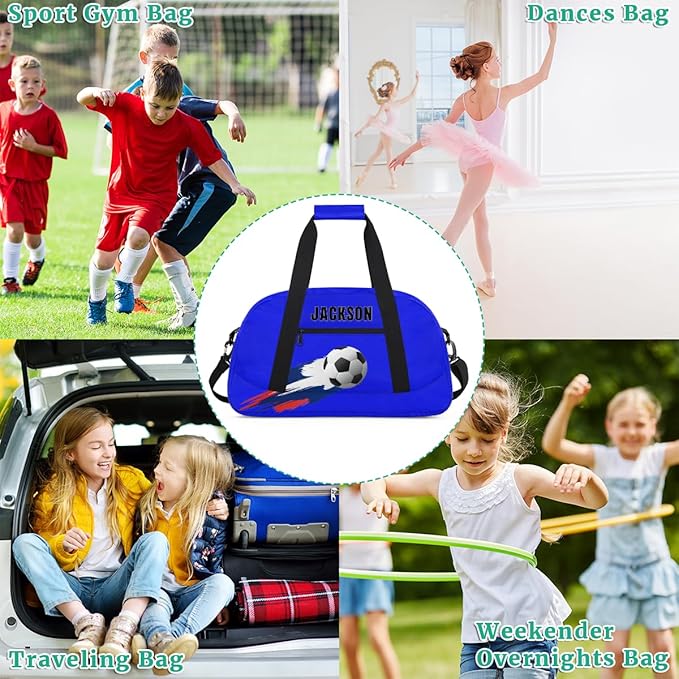 Custom Soccer Gym Duffel for Kids Boys,Personalized Duffel Bag Overnight Bags for Travel Weekender Practice Basketball