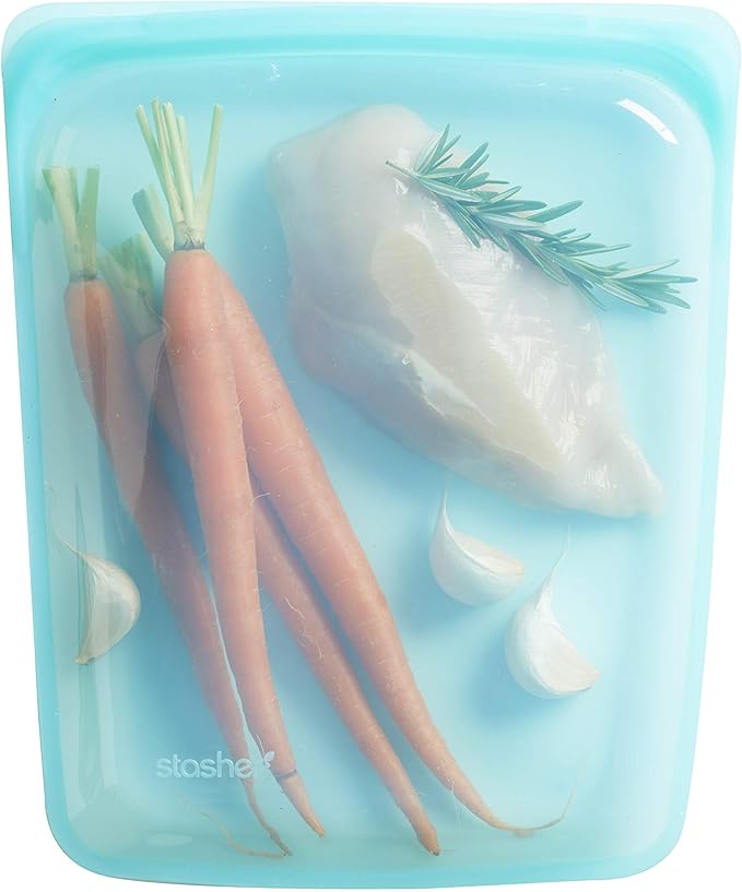 Stasher Silicone Reusable Storage Bag, Half Gallon Bag, Reusable Freezer Bags, Microwave, Dishwasher, Oven Safe, Sous Vide, Premium Lunch Container, Eco Friendly, Food Storage Bags, 64 oz, Aqua | Reusable Food Bag