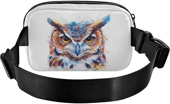 Watercolor Owl Fanny Pack for Women Men Water Resistant Fashion Waist Packs with Adjustable Strap Belt Bag for Travel Workout Jogging Hiking 21220095