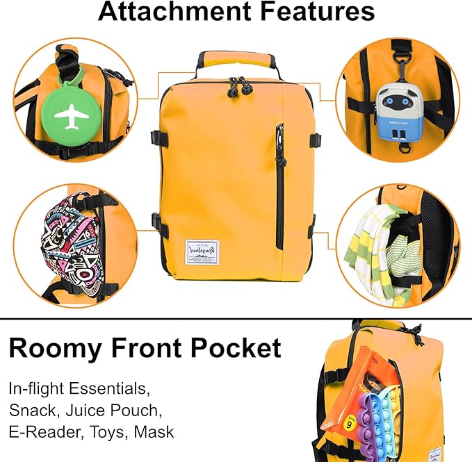 Kids Travel Backpack for Ages 3-6 | Lightweight Suitcase Style Carry-On | 10L Weekender with Tablet Sleeve & Chest Strap | Papaya