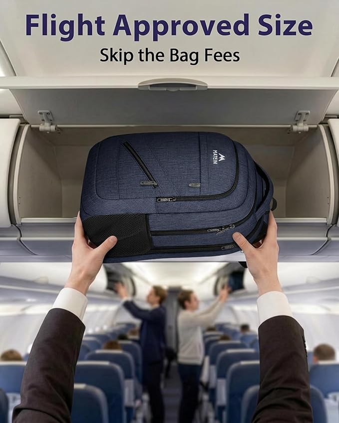 MATEIN 17 Inch Laptop Backpack, Large Work Backpack Travel Carry On TSA Approved with Trolley Sleeve, College Computer Bag with Anti Theft Pocket, Water Resistant Commute Daypack for Men, Dark Blue