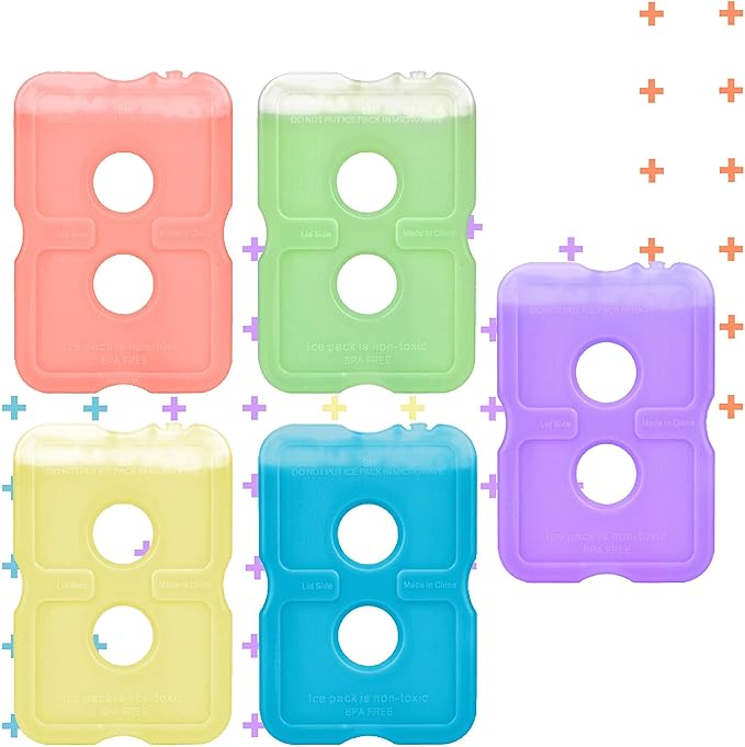 Healthy Packers Ice Pack for Lunch Box - Freezer Packs - Original Cool Pack (Set of 5) | Slim & Long-Lasting Ice Packs for Your Lunch or Cooler Bag (Combo)