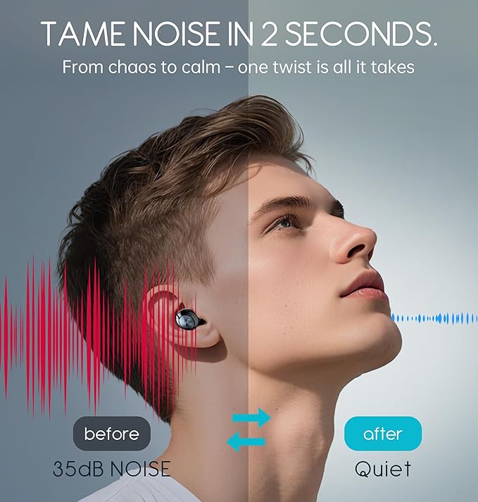 Adjustable Ear Plugs, 3-Mode Reusable Noise Canceling Earplugs with 14-35 dB SNR Reduction, Flexible Silicone for Ultimate Focus, Travel, Sleep, Concerts & Social Events (Ink)