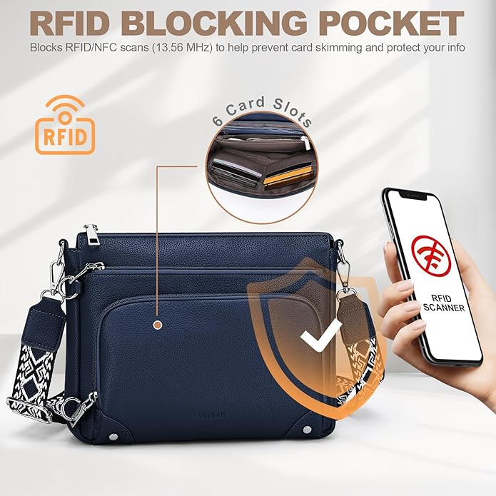 Anti-Theft Crossbody Purse for Women, Crossbody Shoulder Bag with Built-in Wallet & RFID Blocking for Travel Workout