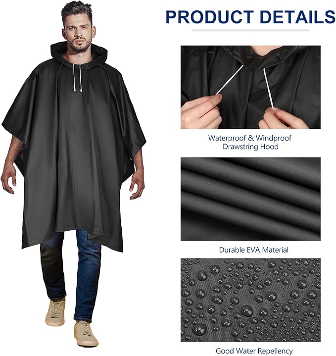 Zhehao 20 Pcs Rain Ponchos for Adult, Reusable Waterproof Plastic Rain Coat with Hood Portable Rainwear for Outdoor