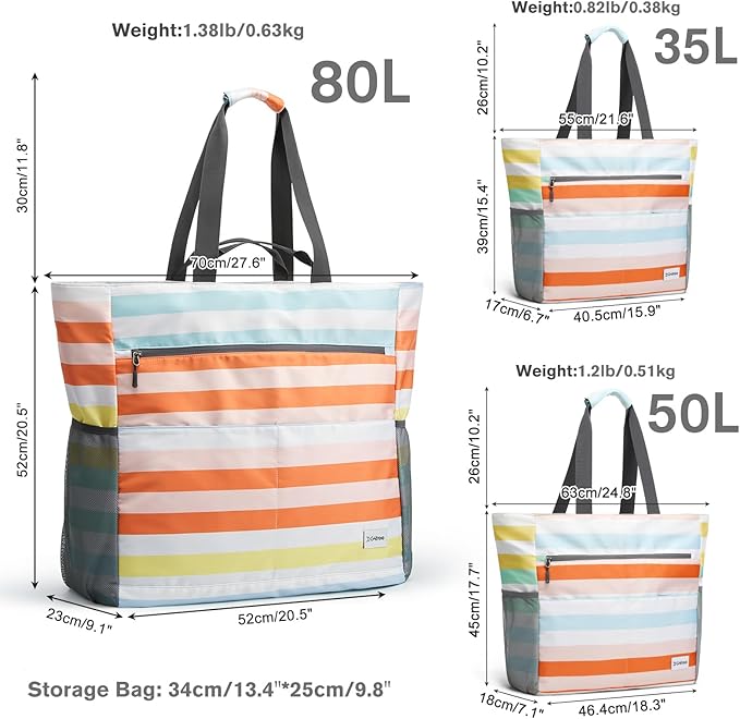 G4Free Beach Bag, Waterproof Sandproof Beach Tote Bag, Large Capacity Foldable for Women