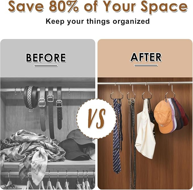 Hat Organizer Belt Hanger for Closet 6pcs Black Baseball Caps Organizer for Closet Hat Racks for Belt Ties Tank Tops