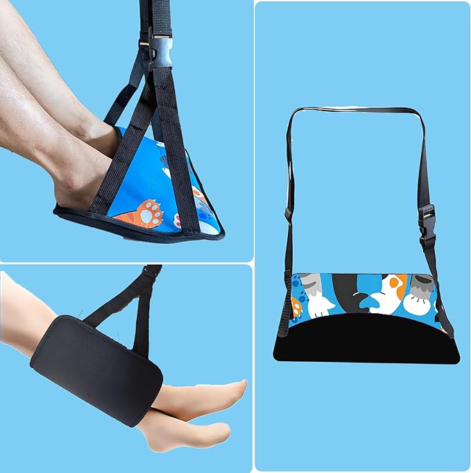Foot Hammock For Plane Travel Essentials Relax Your Foot Rest For Airplane Gadgets Adjustable Airplane Travel Accessories For Flight Essentials,Office,Desk (Cat Paw, 1 Pack)