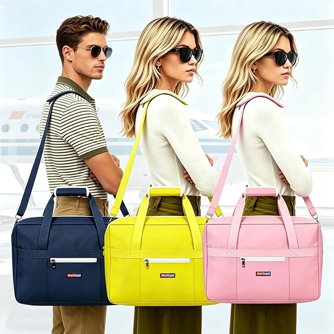 Gym Bag for Women Men, Water-Resistant Duffle Bag for Travel Sports, Lightweight Carry On Bag with Handles and Detachable Shoulder Strap (Blue)