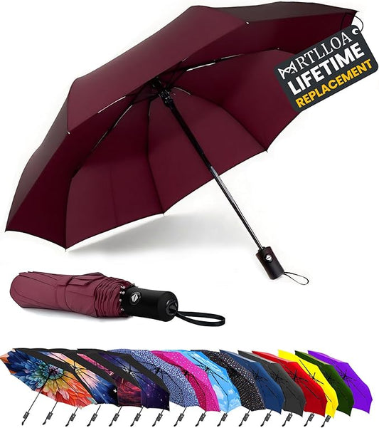 MRTLLOA 42/49 Inch Compact Travel Essentials Umbrella for Rain, Lightweight, Portable, Automatic, Strong, Waterproof Folding Umbrellas for Women, Men and Teenagers