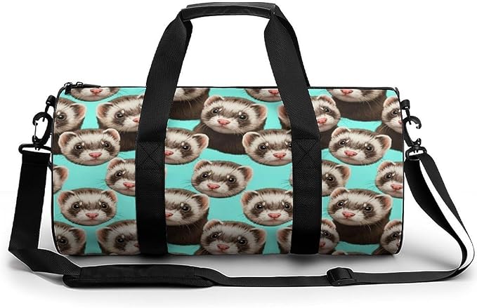 Durable Travel Gym Sports Bag Cute Ferret Workout Lightweight Foldable Overnight Bag Training Workout Bags
