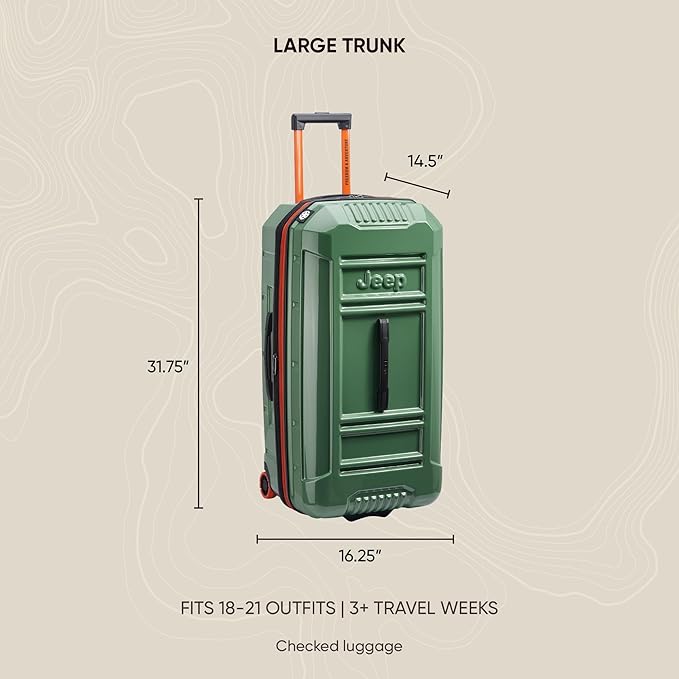Jeep JH003B Hardside Expandable Luggage with Two Wheels, Elm Green, Checked-Large 30 Inch