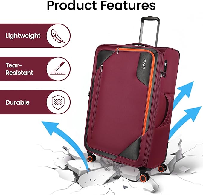 Suitcases with Wheels 32 inch Luggage,Large Softside Suitcase Expandable 20% w/TSA LOCK,Lightweight Travel Suitcase for Men/Women（Burgundy,32in）