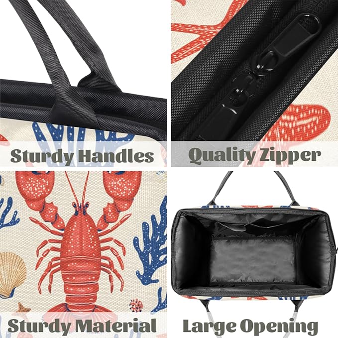 Ocean Crayfish Nautical Overnight Weekender Bag for Women Men Travel Duffel Bags Waterproof Luggage Carry on Sports Yoga Gym Bag