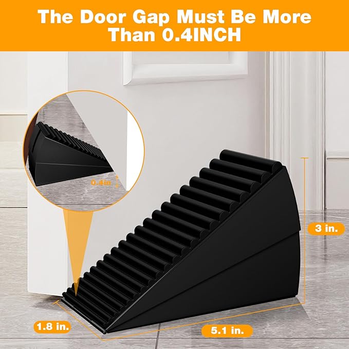 2 Pack Strongest Metal Heavy Duty Door Stop, Large Door Stoppers with Adjustable Spring, Tall Door Wedge up to 3 inch, Door Stoppers for Bottom of Door, Black Rubber Door Stops for Floor Wall