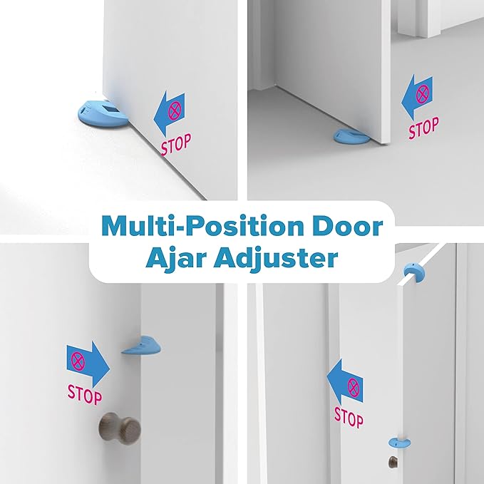 Door Pinch Guard and Door Slam Stopper, Durable Silicone Door Finger Pinch Guard, Prevents Finger Pinch Injuries, Slamming on Even Heavy Doors, Door Safety for Kids, 4 Packs Blue Upgraded.