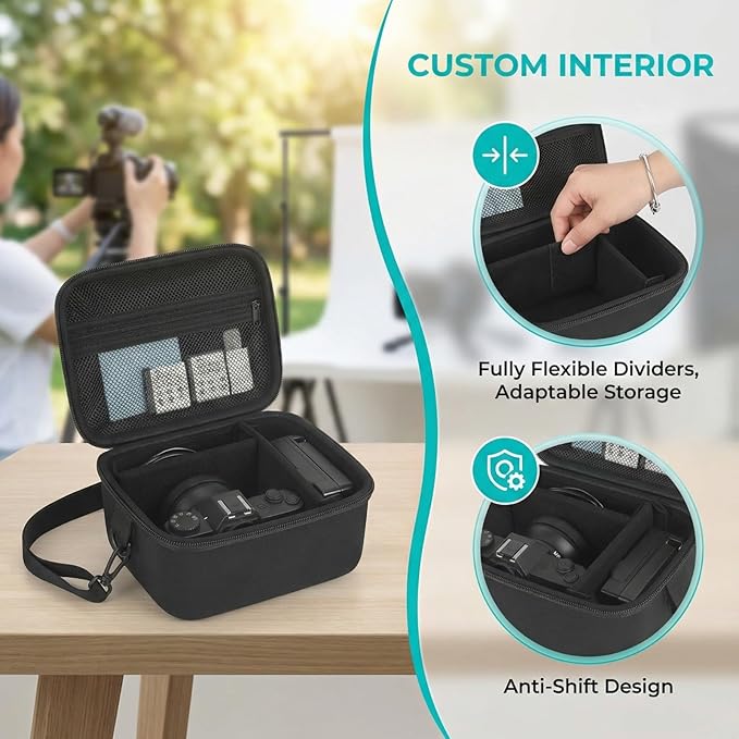 Large 4K Vlogging Camera Case for Duluvulu, for Lecnippy, for VJIANGER, for Zostuic, for ROQIOO & More -Shockproof Storage for Cameras & Accessories - Ideal for Travel & Outdoor - Jet Black
