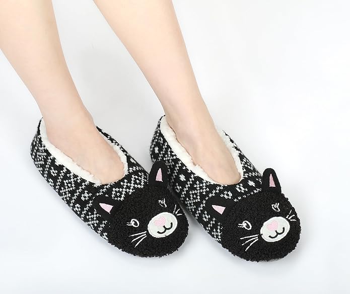DICUIRD Womens Cute Animal Soft Sole Slipper Socks with Grippers-Fuzzy House Slippers