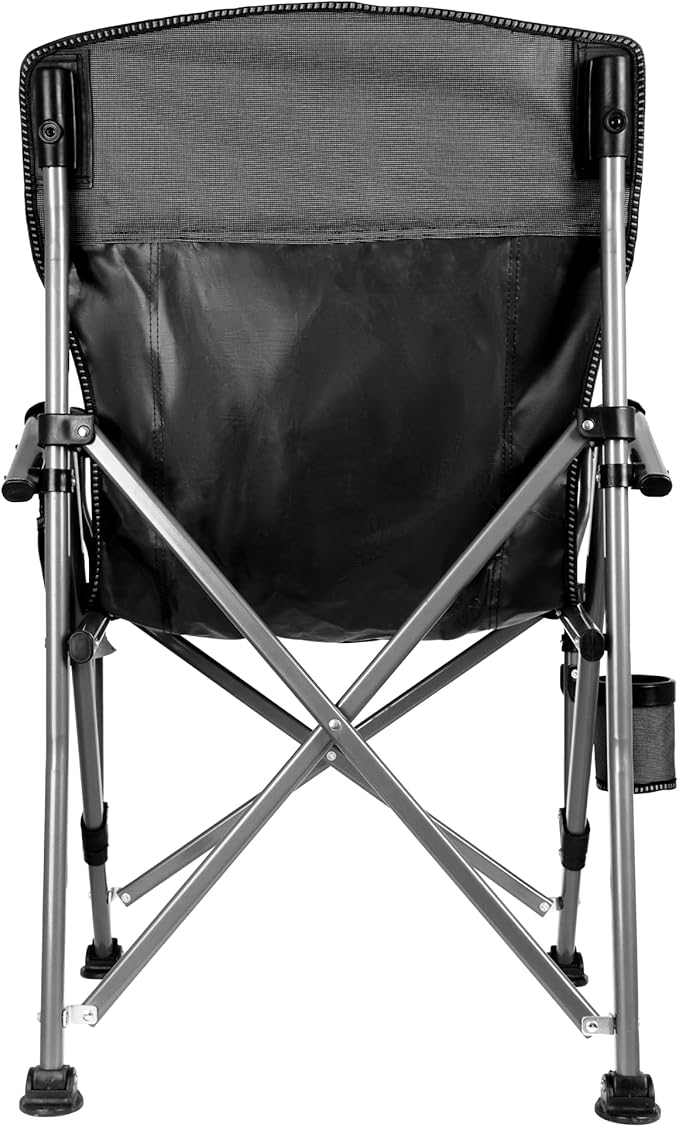 Folding Camping Chair with Cup Holder and Storage Bag, Heavy Duty Support 400 LBS, Oversized Collapsible Portable Camping Chair for Outdoor Camp, Picnic, Travel, Fishing Grey