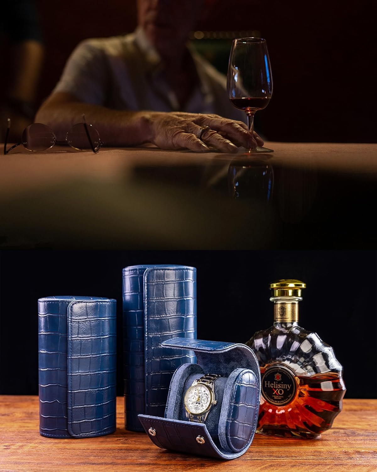 MR.OKAY Single Watch Travel Case-Classic Leather Watch Case With Superb Texture.(Portable Watch Roll Or Organizer For Storage And Display).Festival Gift For Men, All Handcrafted By Artisans