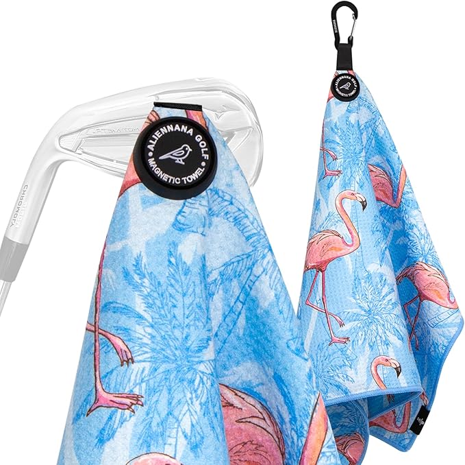 Magnetic Golf Towel, Microfiber Waffle Design with Clip - Industrial Strength Magnet for Strong Hold to Golf Bags, Carts & Clubs