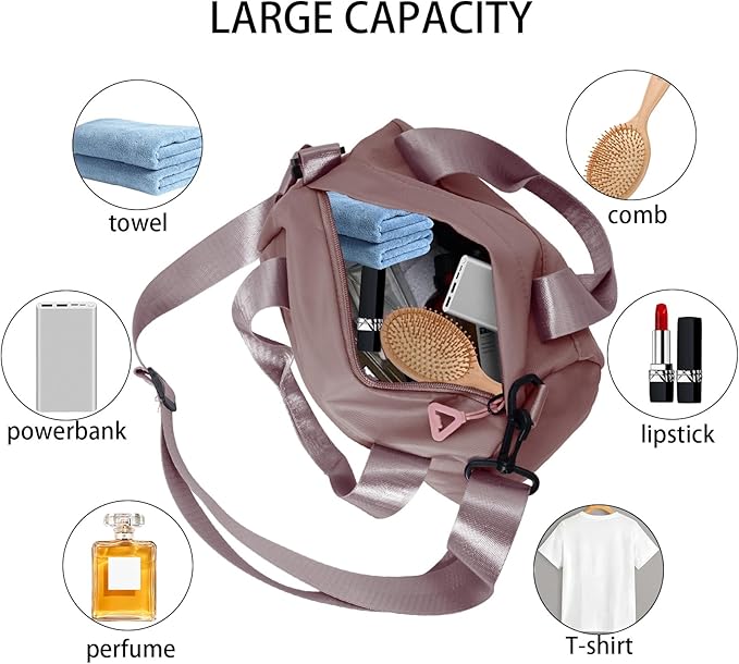 Mini Gym Bag Sport Bag Adjustable Small Duffle Bag Detachable Strap Gym Tote for Women Men Portable Fitness Shoulder Bag for Sports Travel (Pink)
